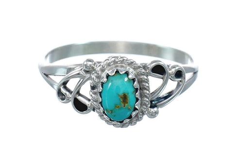 Navajo Genuine Sterling Silver Turquoise Ring Size 7-3/4 JX130777